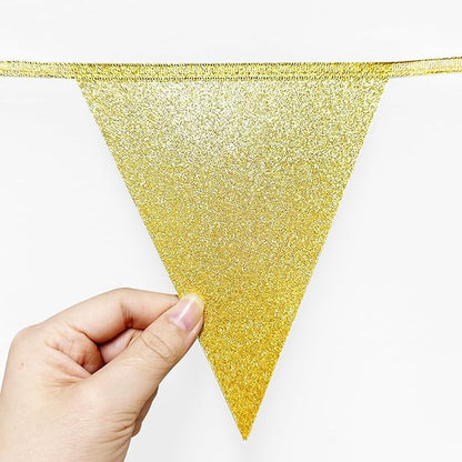 Royal Blue Gold Party Decorations Pennant Banner Flag Glitter Navy Blue and Gold Triangle Hanging Bunting for Birthday Graduation Bridal Shower Wedding Bachelorette Nautical Ahoy Achor Party Supplies