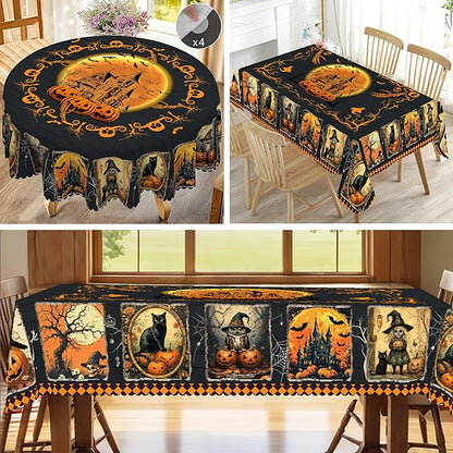 Eikione Round Tablecloth 70inch, Halloween Tablecloth Grimace Waterproof and Wrinkle-Free, Table Covers, Summer Decorations for Home Dining