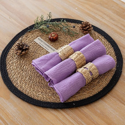 Cheesecloth Napkins 17x17 Inches Cloth Napkins Reusable Handmade Washable for Lunch Dinner Wedding Baby Bridal Shower Party Rustic Boho Decorations Bulk Set of 6 Lilac