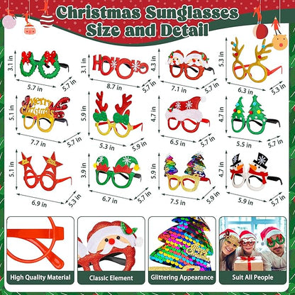 Christmas Party Favors, Cute Christmas Glasses Headbands Set, Christmas Headwear, Christmas Glasses Frame