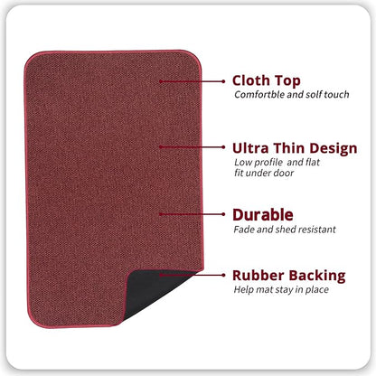 Bath Mat,Ultra Thin Bathroom Rugs,Rubber Bath Mats for Bathroom,No Slip Bath Rugs,Quick Dry,Machine Washable,Low Pile,Absorbent,Shower Outside,Sink,Home Decor Accessories.Red,1'5"x2'3"+1'8"x2" U Shape