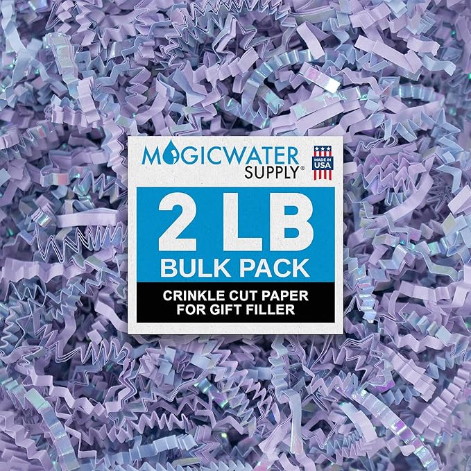 MagicWater Crinkle Cut Paper for Gift Baskets - 2LB - Diamond Lavender - Perfect for Shredded Paper Filler, Basket Filler, Gift Boxes, Bridesmaid Gifts, Christmas Stuffers & More – For All Occasions