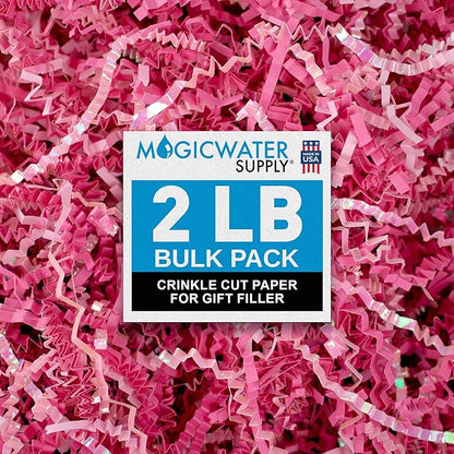 MagicWater Crinkle Cut Paper for Gift Baskets - 2LB - Diamond Strawberry - Perfect for Shredded Paper Filler, Basket Filler, Gift Boxes, Bridesmaid Gifts, Christmas Stuffers & More – For All Occasions