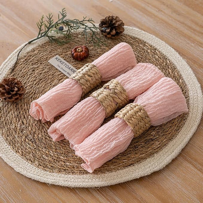 Cheesecloth Napkins 17x17 Inches Cloth Washable Reusable Handmade for Mothers Day Lunch Dinner Wedding Baby Bridal Shower Party Rustic Boho Decorations Bulk Set of 10 Pink