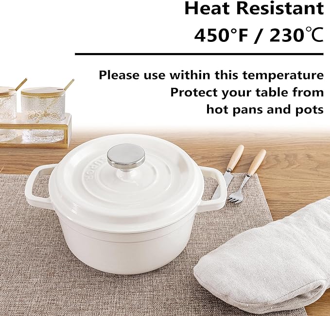 Home Brilliant Fabric Cotton Placemats Set of 6 Heat Resistant Dining Table Place Mats Kitchen Table Mats, Natural Linen