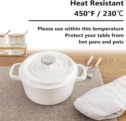 Home Brilliant Fabric Cotton Placemats Set of 6 Heat Resistant Dining Table Place Mats Kitchen Table Mats, Natural Linen