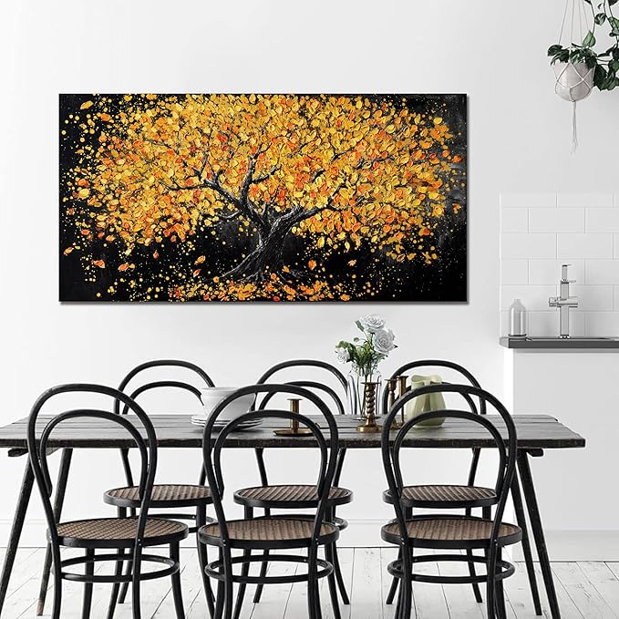 Dimpaga Canvas Wall Art Decor Artwork for Walls Black and Gold Wall Art Decor Tree of Life Wall Art Pictures for Living Room Modern Tree Wall Art Prints Art Work for Home Office Wall Decor 20" X 40"