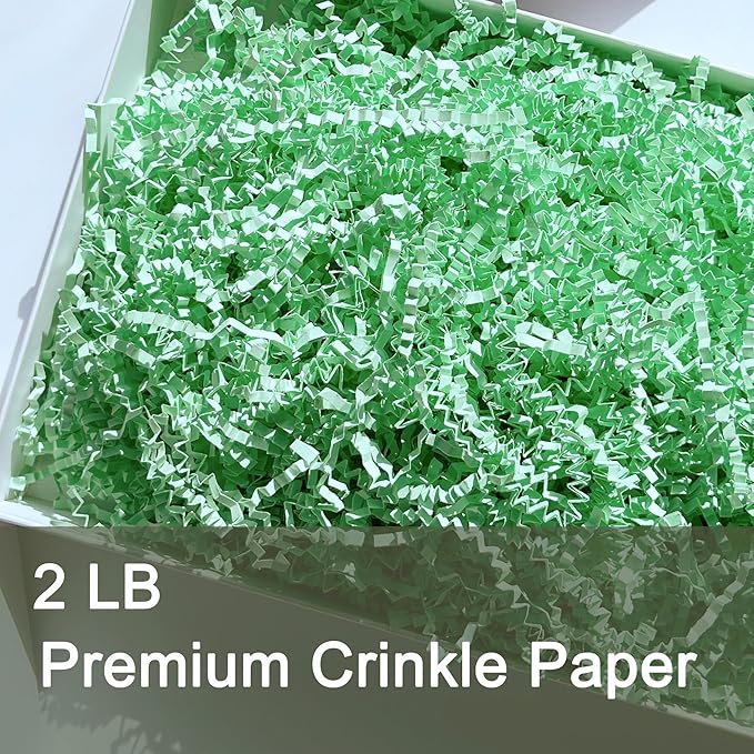 2 LB Light Green Crinkle Paper Filler Shredded Confetti Grass for Easter Baskets