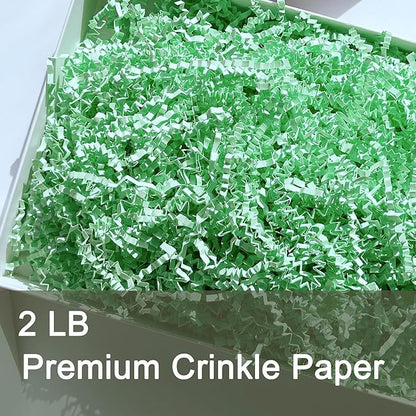 2 LB Light Green Crinkle Paper Filler Shredded Confetti Grass for Easter Baskets