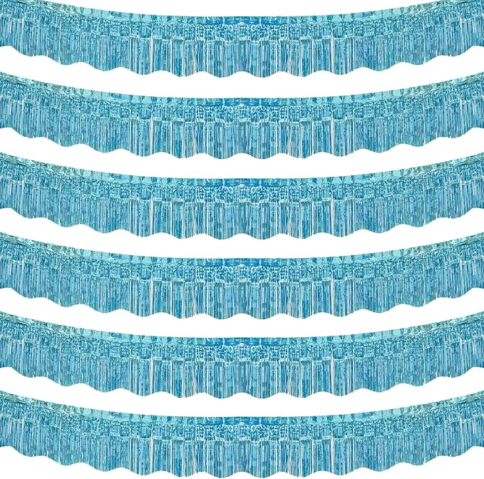 LOLStar 6 Pack Blue Foil Fringe Garland Party Decorations, 59Ft Tinsel Streamers Shiny Blue Wall Hanging Tinsel Fringe Banners for Wedding Birthday Anniversary Christmas New Year Party Decor