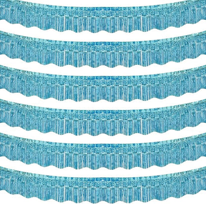 LOLStar 6 Pack Blue Foil Fringe Garland Party Decorations, 59Ft Tinsel Streamers Shiny Blue Wall Hanging Tinsel Fringe Banners for Wedding Birthday Anniversary Christmas New Year Party Decor