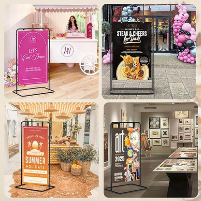 Jolitac Wedding Welcome Sign Holder, Adjustable Wedding Sign Stand Leather Hanging Straps & Design Bundle Heavy Duty Metal Easel Stand for Seating Charts, Bridal Showers, Birthday Party Displays