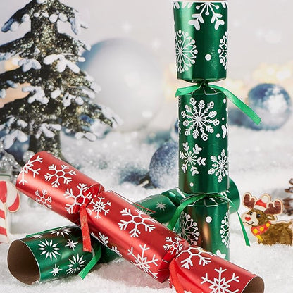 JOYIN 12 Pack Christmas Non-Snap Party Favor, Red & Green Snowflake Party Table Favor Includes Party Hat, Jokes & Gifts, Xmas Gifts Prizes for Christmas Holiday Dinner Traditions Supplies