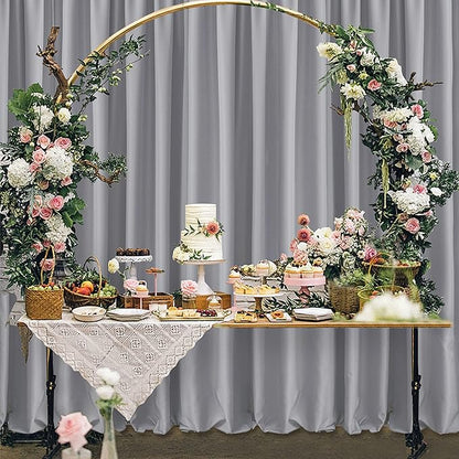 Hiasan Silver Grey Backdrop Curtains for Parties, Polyester Photography Backdrop Drapes for Family Gatherings, Wedding Decorations, 5ftx78ft, Set of 2 Panels