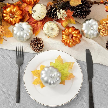 Artgar Pumpkin Decor - Halloween Pumpkin Set - 14 PCS Fall Decor Set - Including Mini Pumpkins, Pinecones, Foam Berries for Home DIY Table Centerpieces Fall Halloween Thanksgiving Filler Decor