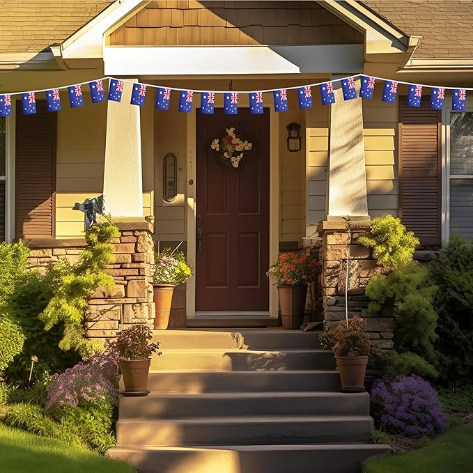 Australia Small String Flags, 50 Feet 38 Pcs Australian Pennant Banner Bunting Flags, Patriotic Events, Independence Day, Country Festival, Commemoration, Decorations(Australia)