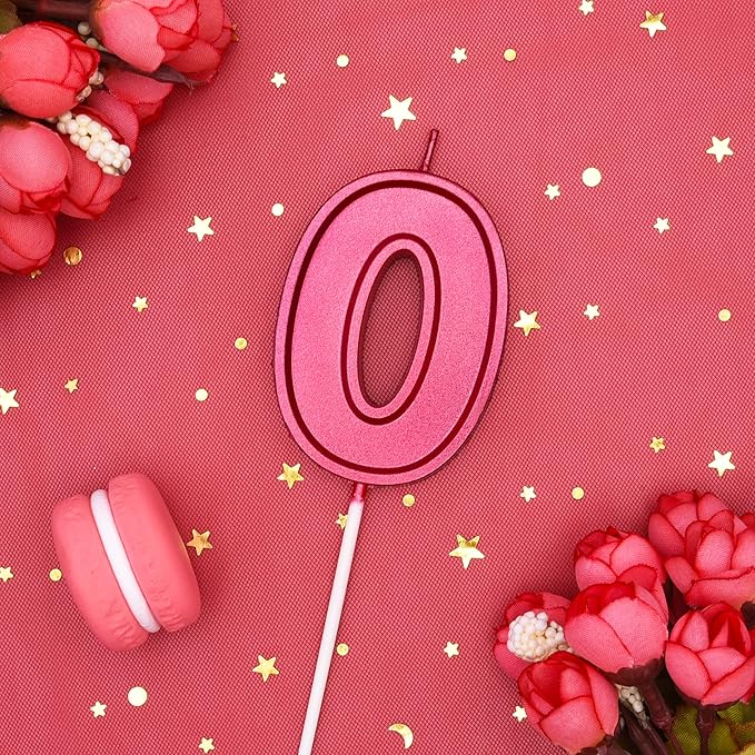 PHD CAKE 2.76 Inch Luxe Red 0 Number Birthday Candles, Red Number Candles, Cake Number Candles, Party Celebration
