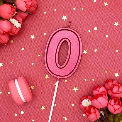 PHD CAKE 2.76 Inch Luxe Red 0 Number Birthday Candles, Red Number Candles, Cake Number Candles, Party Celebration