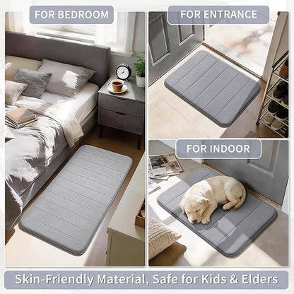 Yimobra Bathroom Runner Rugs 72"x24" Non Slip Washable Memory Foam Bath Mat, Super Soft Water Absorbent Hallway Carpet for Vanity Tub Shower, Gray