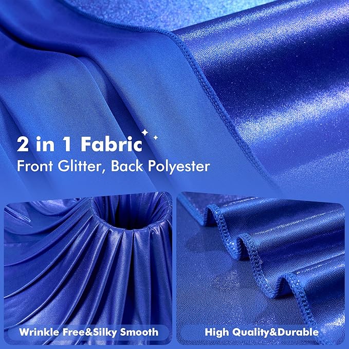 20x10ft Shimmer Royal Blue Sequin Backdrop Curtain for Parties, Thick Wrinkle Free Glitter Blue Photo Backdrop Drapes Curtains for Birthday Wedding Photography Background-4 Panels 5x10ft