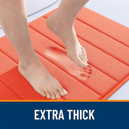 OLANLY Memory Foam Bath Mat 44x32, Super Soft Absorbent Bathroom Rugs, Quick Dry, Machine Washable Shower Floor Rugs, Bathmat Carpet, Bathroom Home Decor Accessories, Coral
