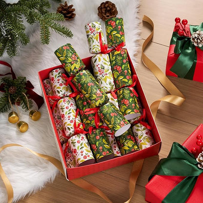 JOYIN 10 Pack Christmas No-Snap Party Favors, Green Xmas Table Favor for Kids Includes Party Hat, Jokes & Gifts, Cute Gifts for Christmas Table Decorations, Dinner Traditions Party Supplies