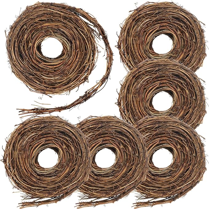 Janinka 6 Pcs Grapevine Garland Natural Grape Vine Wreath for Crafts DIY Twig Garland Rattan Hanging Vine Wreath for Wedding Christmas House Holiday Door Vase Wall Home Decor