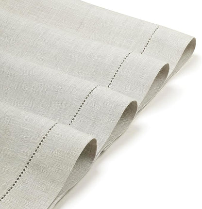 D'Moksha Homes Silver Grey Linen Cloth Placemats Set of 4-100% Pure Linen Hemstitch Placemats 14 x 19 Inch - Classic Hemstitch Table Place Mats for Christmas - Handcrafted and Machine Washable