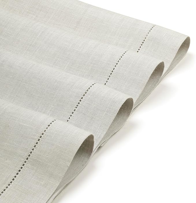 D'Moksha Homes Silver Grey Linen Cloth Placemats Set of 8-100% Pure Linen Hemstitch Placemats 14 x 19 Inch - Classic Hemstitch Table Place Mats for Christmas - Handcrafted and Machine Washable