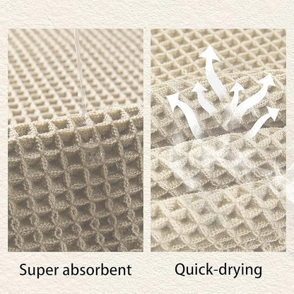 Waffle Bath Mat Non Slip, Boho Bathroom Rug, Super Absorbent Quick Dry Bathroom Mat, Soft Farmhouse Bath Rug with Tassels, Small Washable Shower Mats for Floor 20"x32", Square Cream