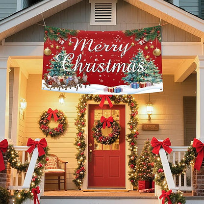 HOOSUN Christmas Decorations,72 x 44 Inch Merry Christmas Backdrops for photography,Xmas Banners Party Decorations,Xmas Photo Booth Backdrop Party Banner for Wall,Yard,Garage