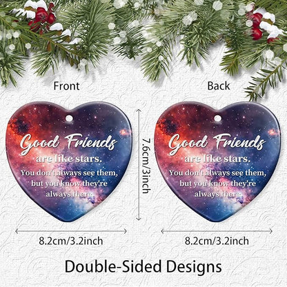 Good Friend Christmas Ornament for Best Friend,Sister Friendship Gifts for Women Sisters Soul Friends Bestie BBF,Ceramic Stars Keepsake Friendship Ornament Gift for Christmas Decoration Birthday Ideas