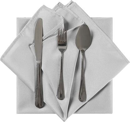 Cloth Napkins 20x20 inch Washable Polyester Dinner Napkins Soft Table Napkins for Wedding Party Dining Banquet(Silver,50PCS)