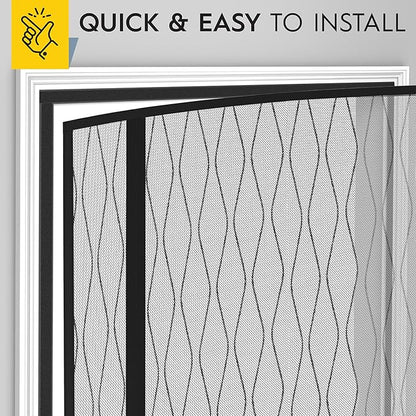 AUGO Fiberglass Magnetic Screen Door Reversible Left Right Side Opening - Self Sealing, Heavy Duty, Hands Free, Keeps Bugs Out - Pet and Kid Friendly - Patent Pending Keep Open Feature – 38” x 83”