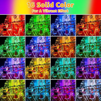 Ollny RGB Halloween Lights 200 LEDs 66 FT, 130 Modes Color Changing Connectable Christmas Lights with Remote, Timer & Waterproof, Outdoor Christmas String Light for All-Year House Decorations