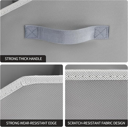 Trapezoid Closet Shelf Organizer - Large Baskets for Organizing, Fabric Storage Cubes for Shelves, Storag Organizers Bins for Clothes, Blankets, 3 Pack, Grey