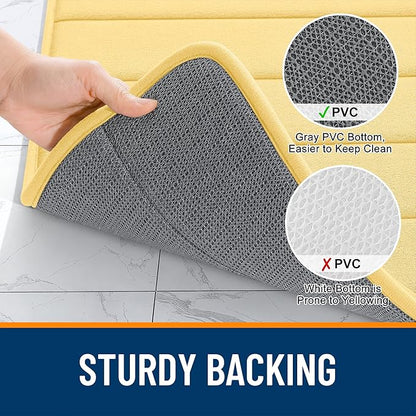 OLANLY Memory Foam Bath Mat 24x16, Super Soft Absorbent Bathroom Rugs, Quick Dry, Machine Washable Shower Floor Rugs, Bathmat Carpet, Bathroom Home Decor Accessories, Yellow