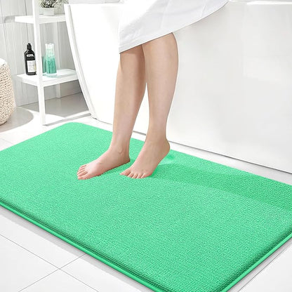 OLANLY Thick Memory Foam Bath Mats Rugs 44x24, Extra Soft Absorbent Bathroom Rug, Quick Dry Bath Mat, Non-Slip, Machine Washable Carpet for Bathroom, Tub and Shower, Home Decor Accessories, Mint Green