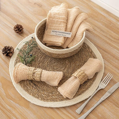 Cheesecloth Napkins 17x17 Inches Cloth Napkins Reusable Handmade for Lunch Dinner Wedding Baby Bridal Shower Party Rustic Boho Decorations Bulk Set of 10 Butter