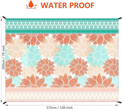Beach Blanket Waterproof Sandproof Extra Large Beach Mat 79" X 83"/120"x108"for 1-8 Adults Quick Drying Durable Outdoor Picnic Mat for Beach Travel Camping Hiking