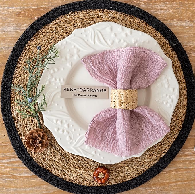 Cheesecloth Napkins 17x17 Inches Cloth Reusable Napkins Washable Handmade for Lunch Dinner Wedding Baby Bridal Shower Party Rustic Boho Decorations Bulk Set of 10 Dusty Rose