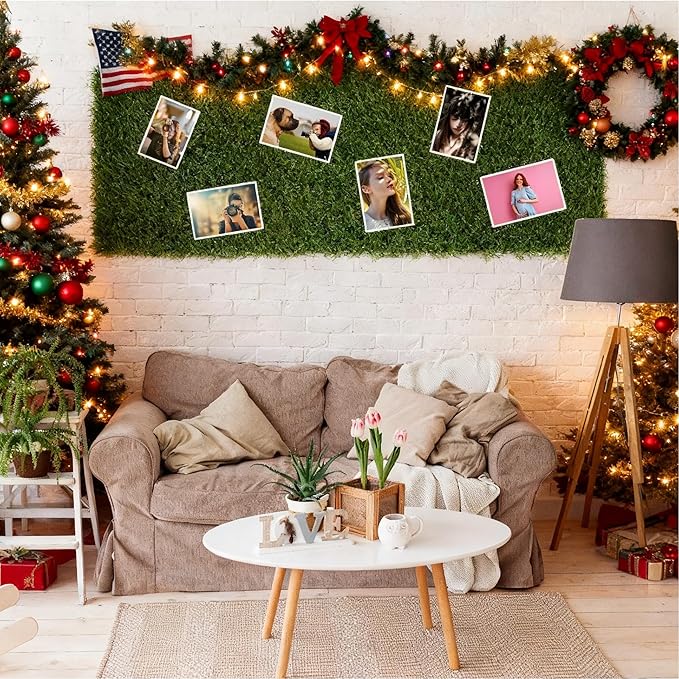 XLX TURF Artificial Grass Table Placemats Set of 8 Green Christmas Table Centerpiece Decor Football Golf Theme Birthday Square Turf Mat Baby Shower Wedding