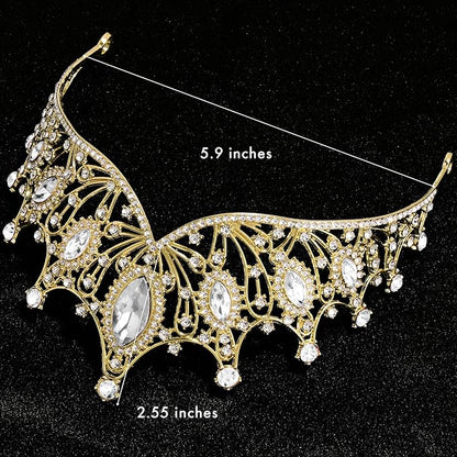 TAROSE Silver Tiaras for Women and Girls, Crystal Gold Crowns for Women, Hair Accessories for Bride/Halloween/Prom/Birthday