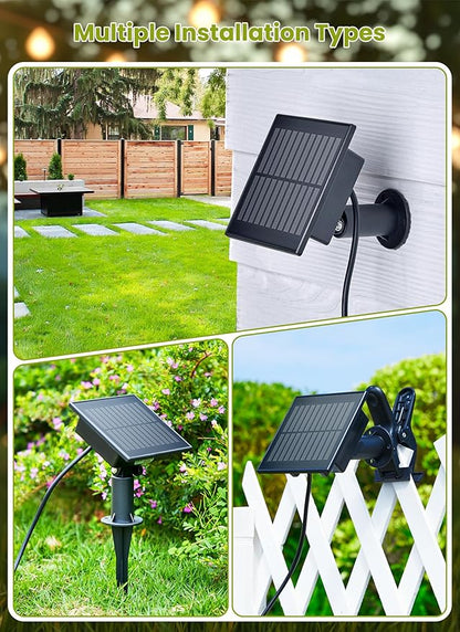 Brightown Solar String Lights Outdoor Waterproof with Remote Cable Ties and Hooks, 38FT Patio Lights with 15 LED Shatterproof Bulbs, 3 Light Modes, Dimmable Hanging Lights for Backyard Party Decor