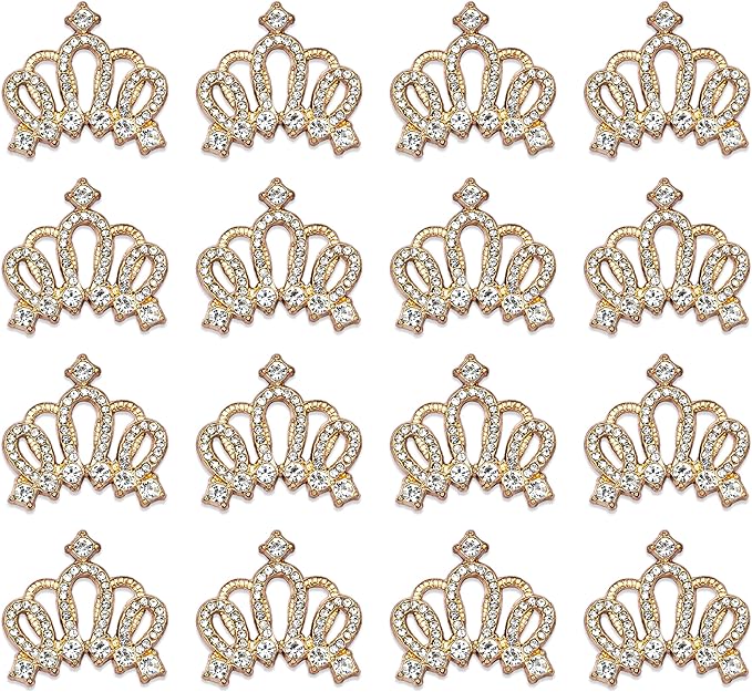 30PCS Crown Rhinestone Jewelry Embellishment for DIY Handmade Hair Accessories Sneakers, Clothes, Party Decorations Gift Box ，Dress，Rhinestone Alloy Appliques Decorative Home Decor (Gold)