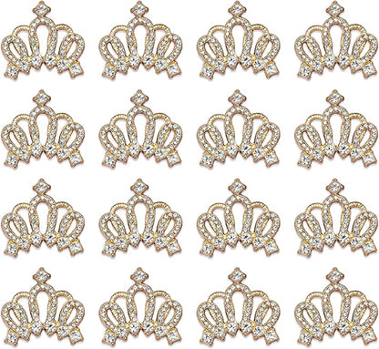 30PCS Crown Rhinestone Jewelry Embellishment for DIY Handmade Hair Accessories Sneakers, Clothes, Party Decorations Gift Box ，Dress，Rhinestone Alloy Appliques Decorative Home Decor (Gold)