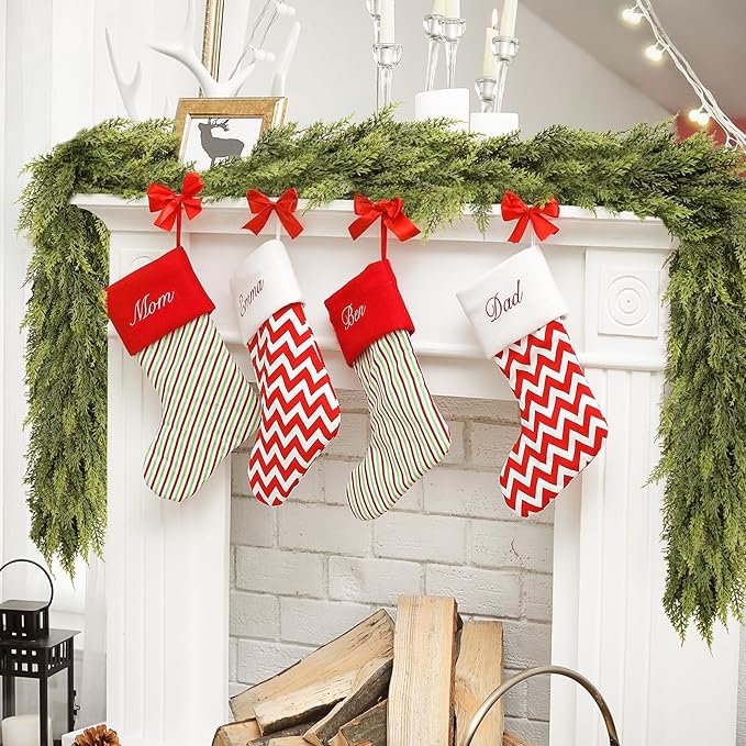 9FT Christmas Garland Cedar Garland Real Touch Faux Greenery Cypress Garlands for Mantle,Table,Wall,Christmas Decorations Indoor Outdoor
