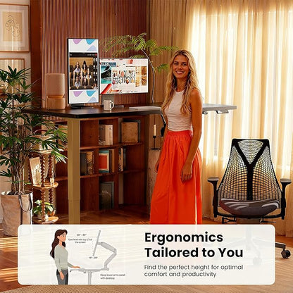 ErGear Height Adjustable Electric Standing Desk, 32 x 19 Inches Sit Stand up Desk, Memory Computer Home Office Desk, Black+Gold