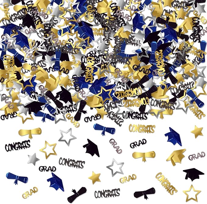 KatchOn, Congrats Grad Confetti 2025 - Pack of 1000 | Graduation Table Decorations 2025 | Grad Confetti Class of 2025,Navy Blue and Gold Graduation Decorations 2025