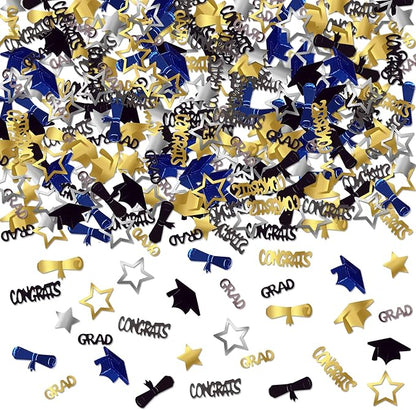 KatchOn, Congrats Grad Confetti 2025 - Pack of 1000 | Graduation Table Decorations 2025 | Grad Confetti Class of 2025,Navy Blue and Gold Graduation Decorations 2025